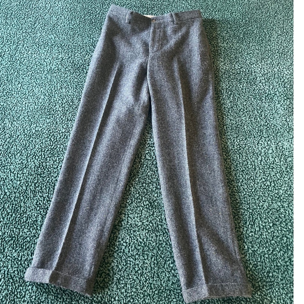Vintage Orvis Signature Collection Mens 34 GreyTweed 100% Wool Cuffed Trousers
